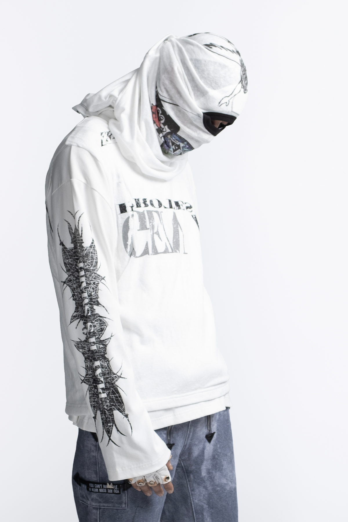 FVVO Ribbed Printed Henley Long Sleeve