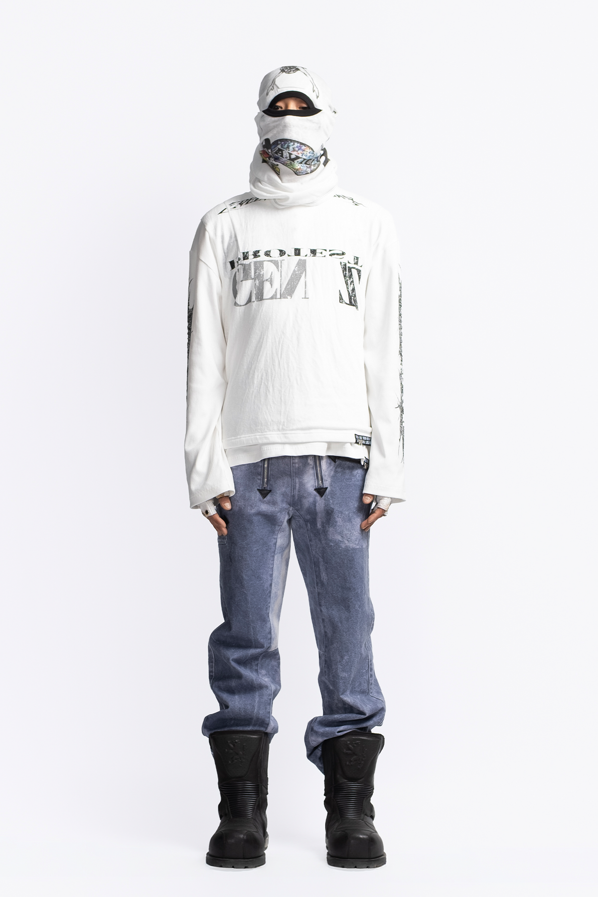 FVVO Ribbed Printed Henley Long Sleeve