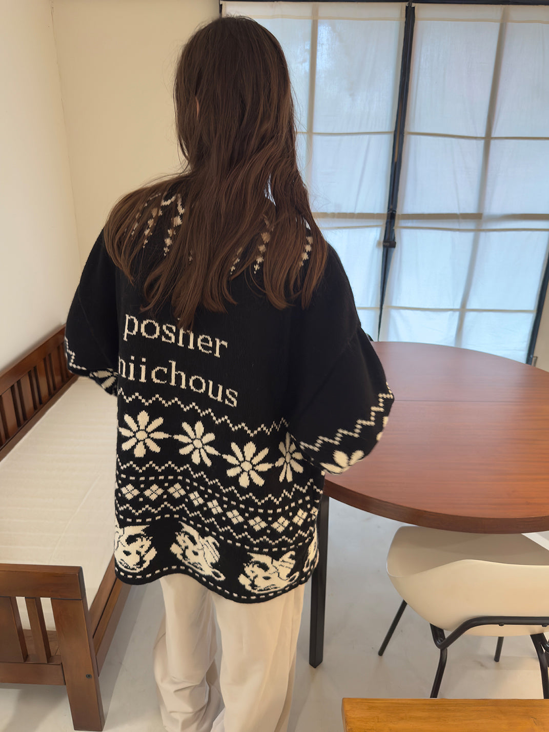 Fair Isle Dragon Knit Zip Cardigan