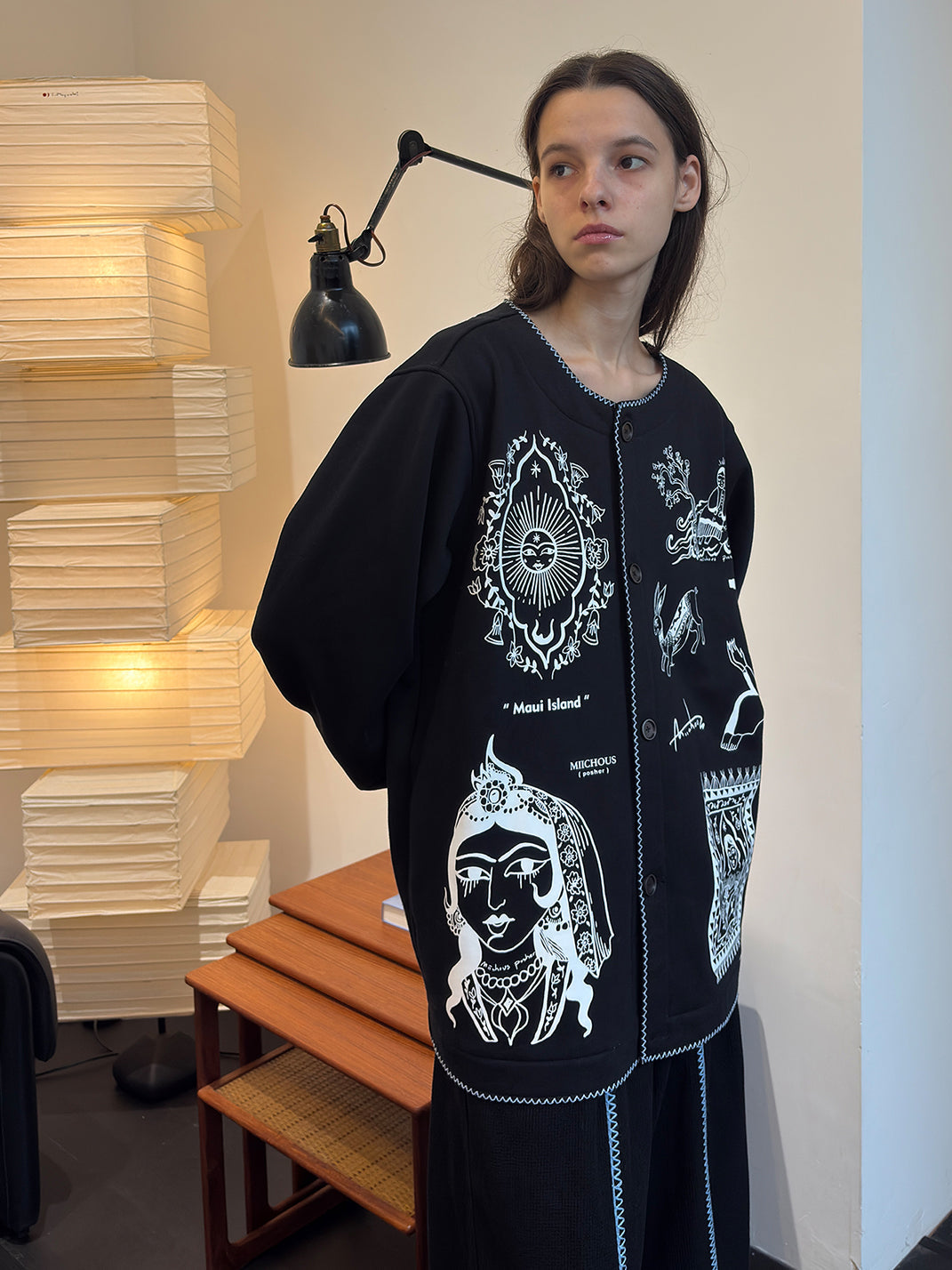 Vintage Graphic Embroidered Fleece Sweatshirt