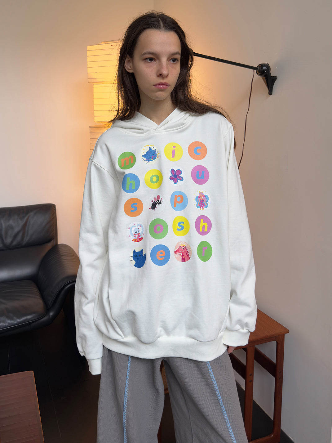 Cartoon Polka Dot Heavyweight Cotton Hoodie