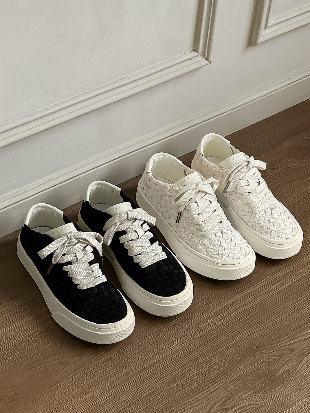 Woven Texture Platform Sneakers