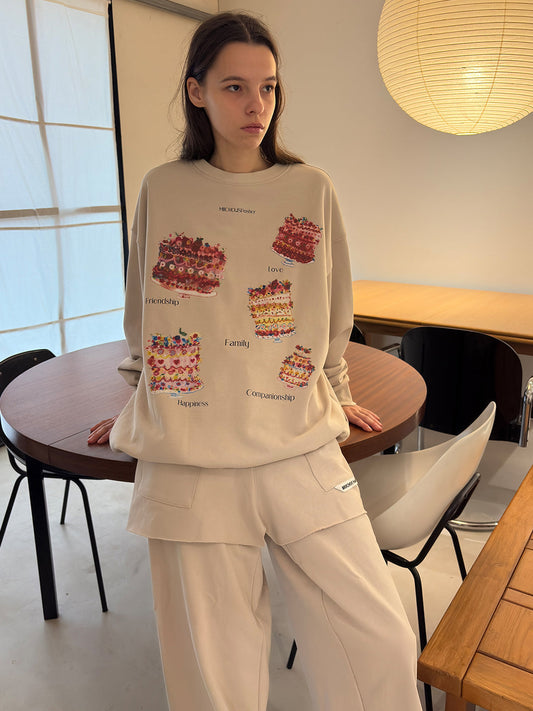Cake Print Heavyweight Cotton Sweatshirt