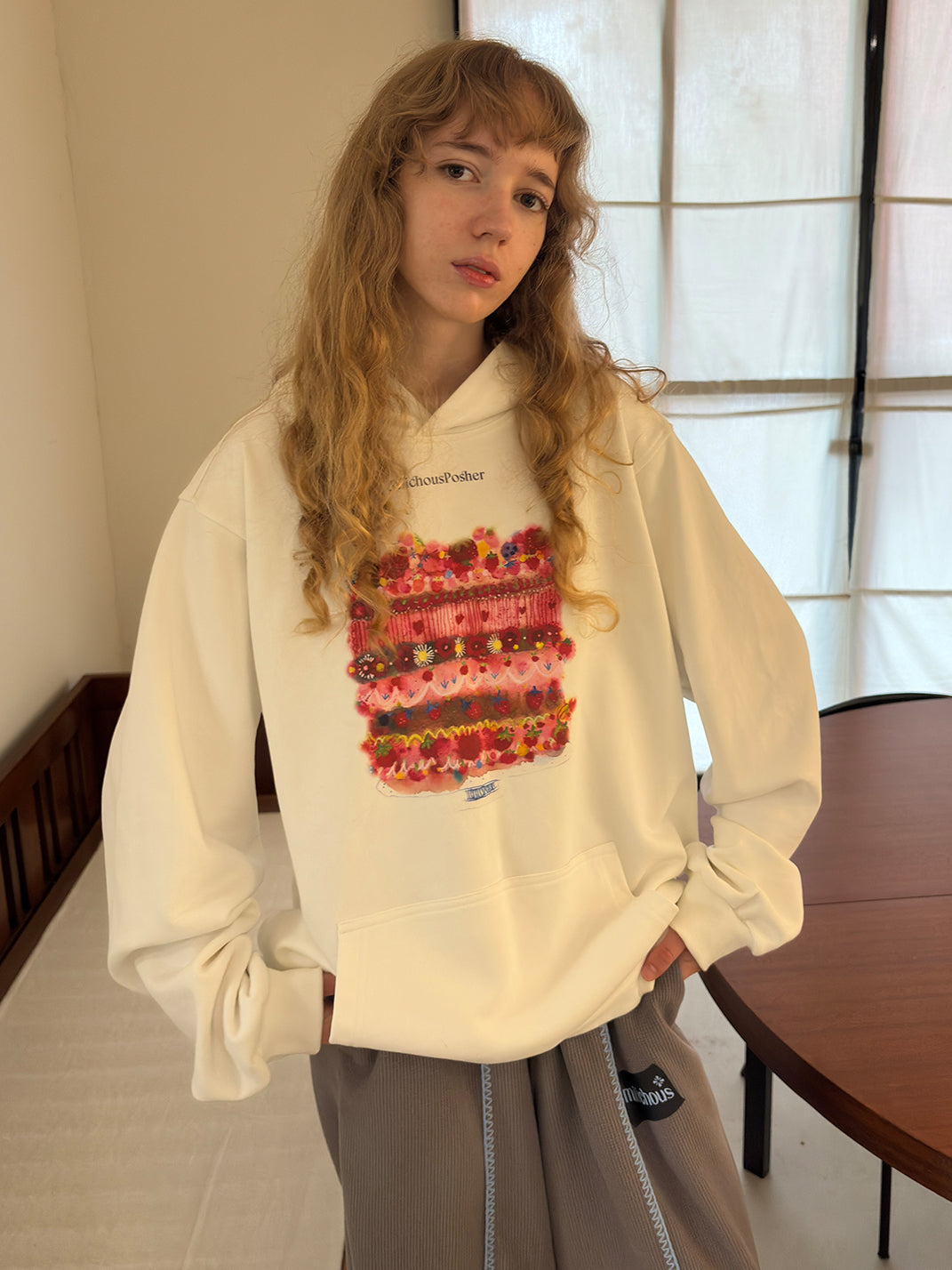 Cake Print Heavyweight Cotton Hoodie