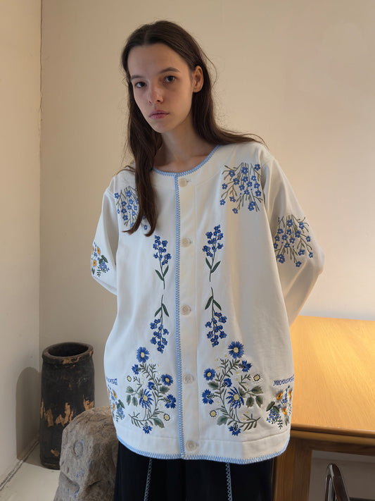 Botanical Embroidery Heavyweight Cotton Sweatshirt