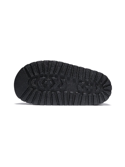 Black Monogram Design Faux Fur Platform Boots