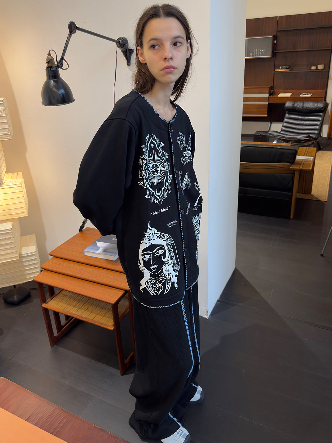 Vintage Graphic Embroidered Fleece Sweatshirt