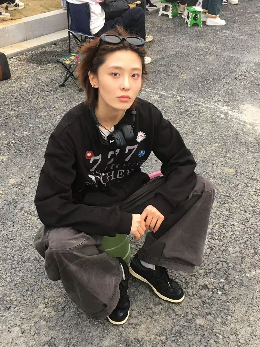 Heavyweight Cotton Sticker Print Zip Sweatshirt