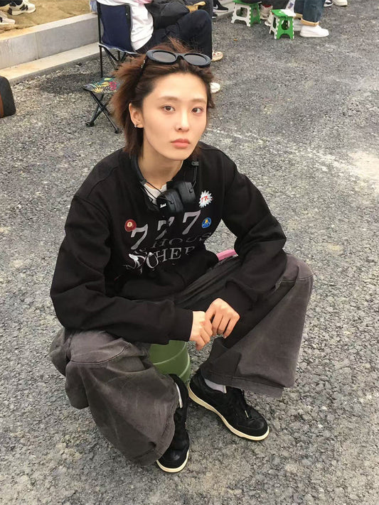 Heavyweight Cotton Sticker Print Zip Sweatshirt