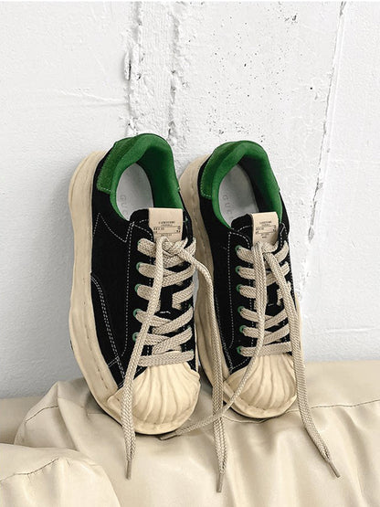 Green Shell-Toe Platform Sneakers