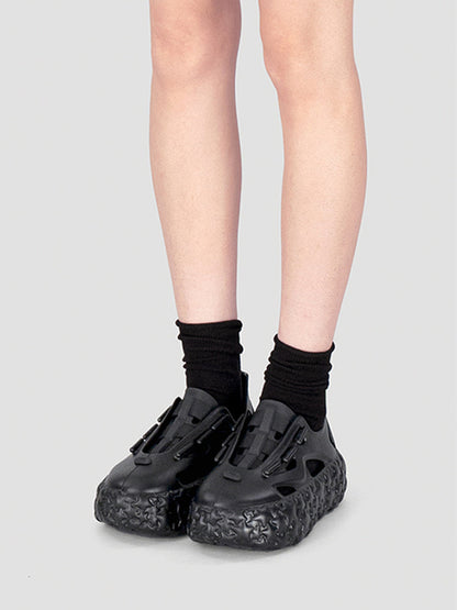 Black Lightweight Star Platform Sandals