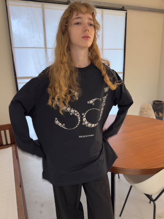 Sai Pearl Letter Print Long Sleeve T-Shirt