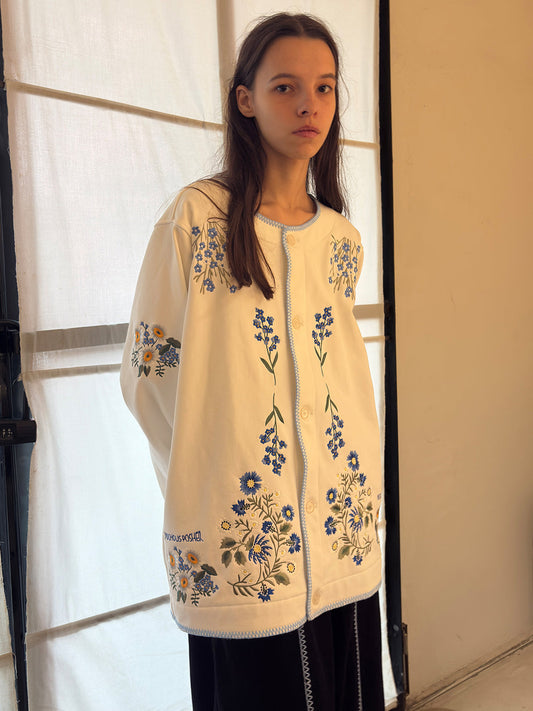 Botanical Embroidery Heavyweight Cotton Sweatshirt
