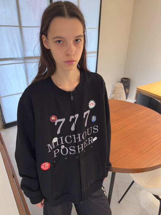 Heavyweight Cotton Sticker Print Zip Sweatshirt