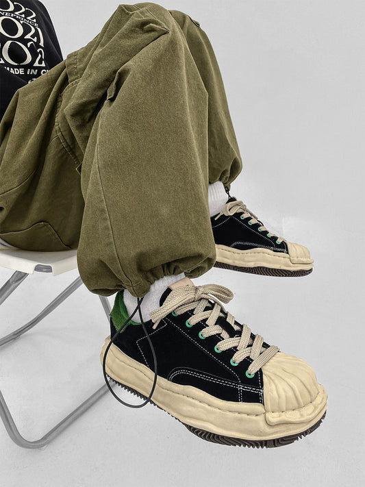 Green Shell-Toe Platform Sneakers