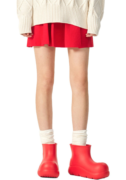 Red Chunky Short Rain Boots