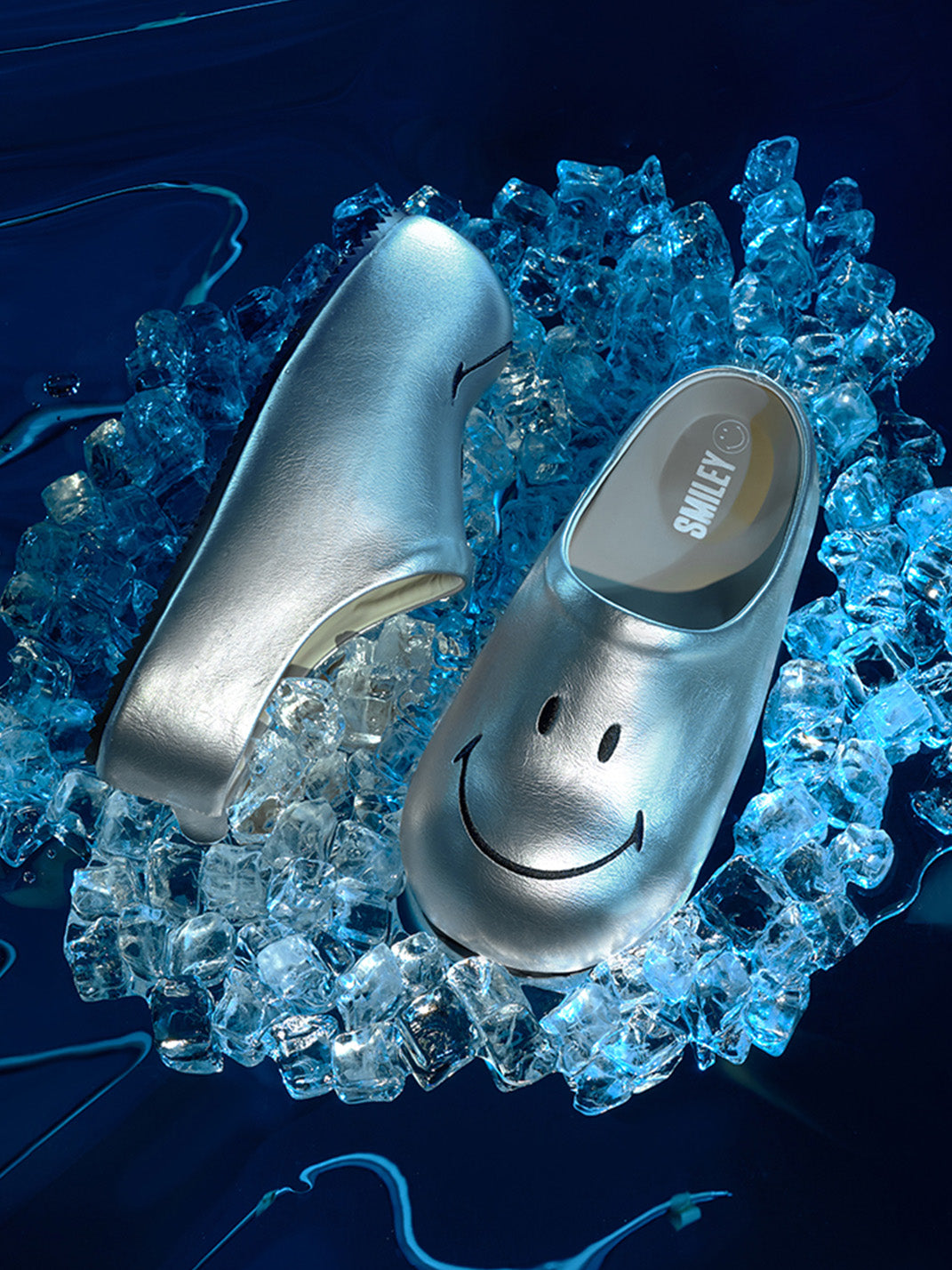 Silver Chunky Slip-On Mule Sandals