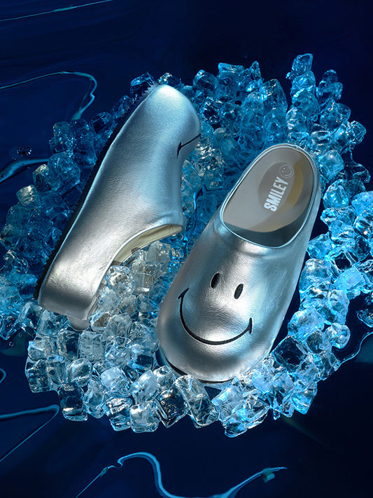 Silver Chunky Slip-On Mule Sandals