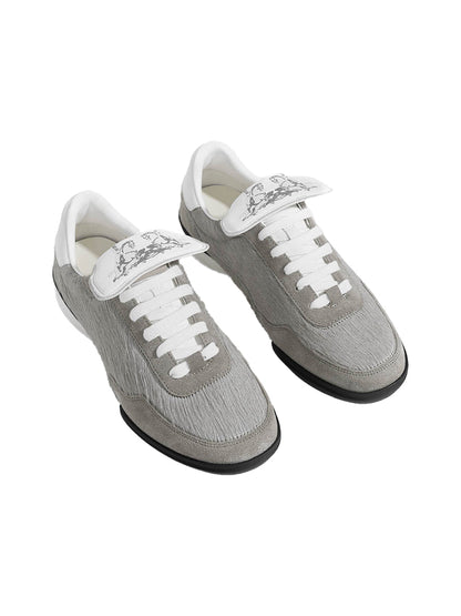 Grey Fur-Lined Platform Sneakers