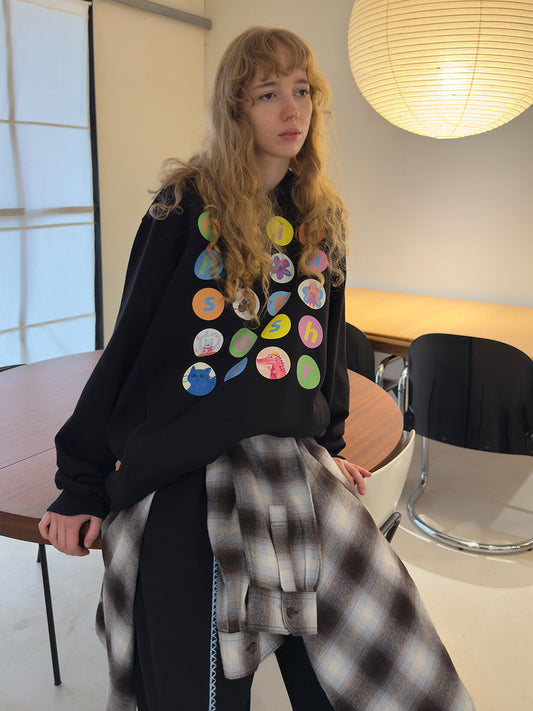 Cartoon Polka Dot Heavyweight Cotton Hoodie