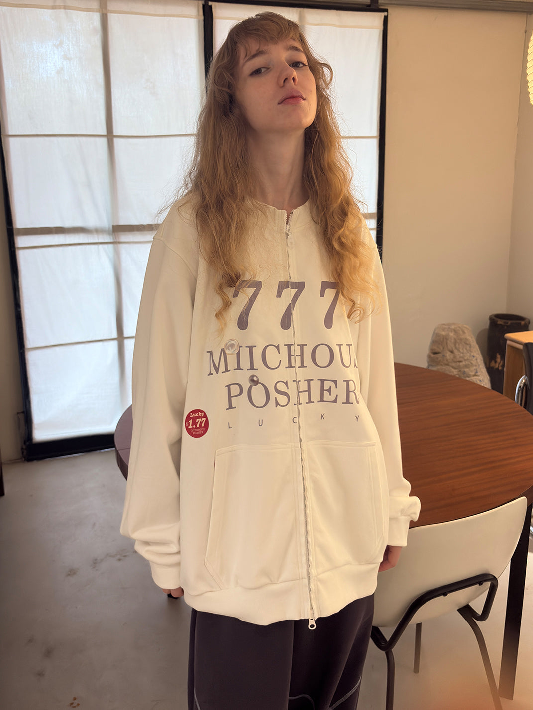 Heavyweight Cotton Sticker Print Zip Sweatshirt
