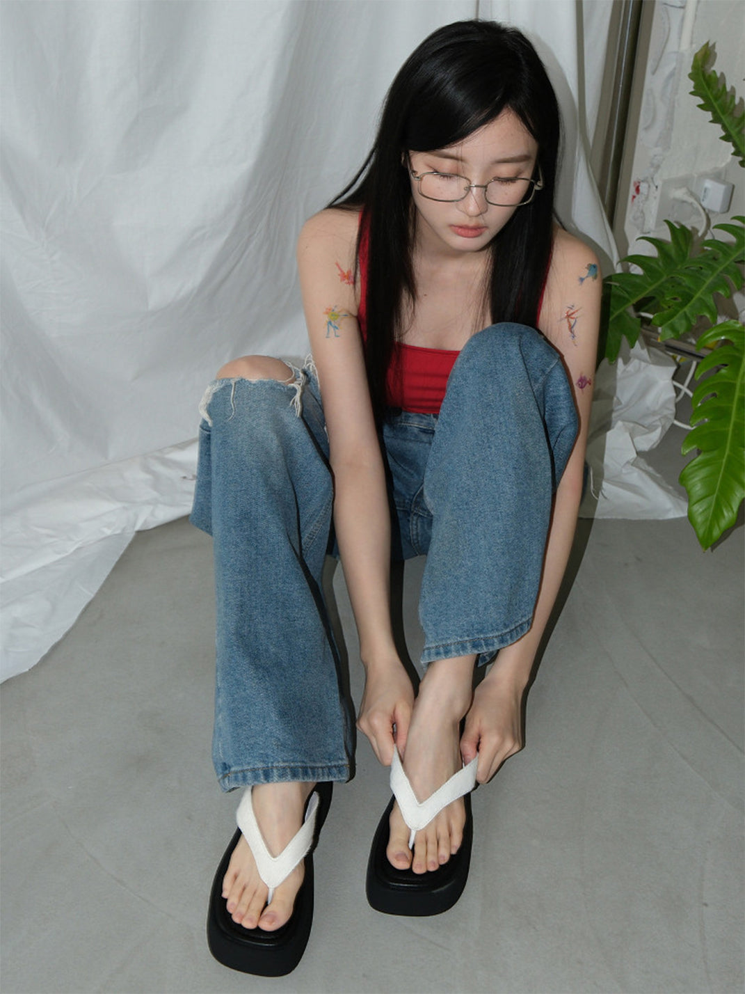 Mooreyu Color-Pop Platform Flip-Flops