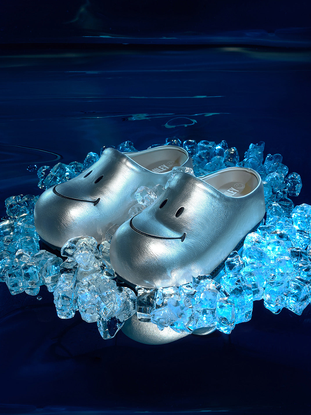 Silver Chunky Slip-On Mule Sandals