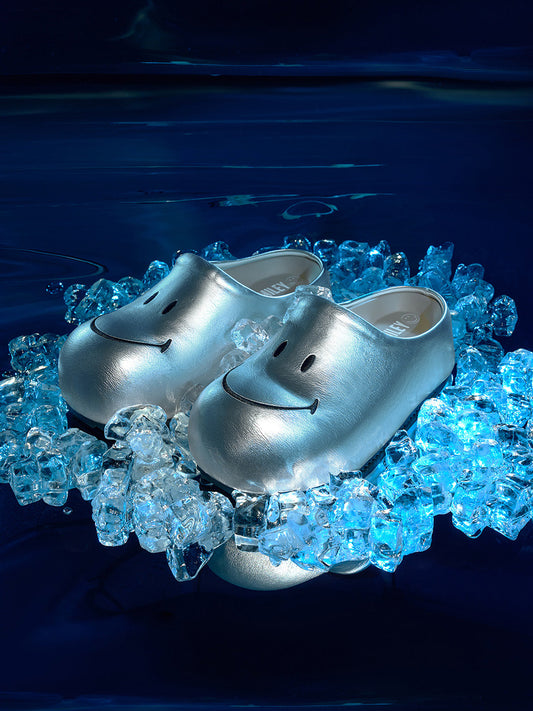 Silver Chunky Slip-On Mule Sandals
