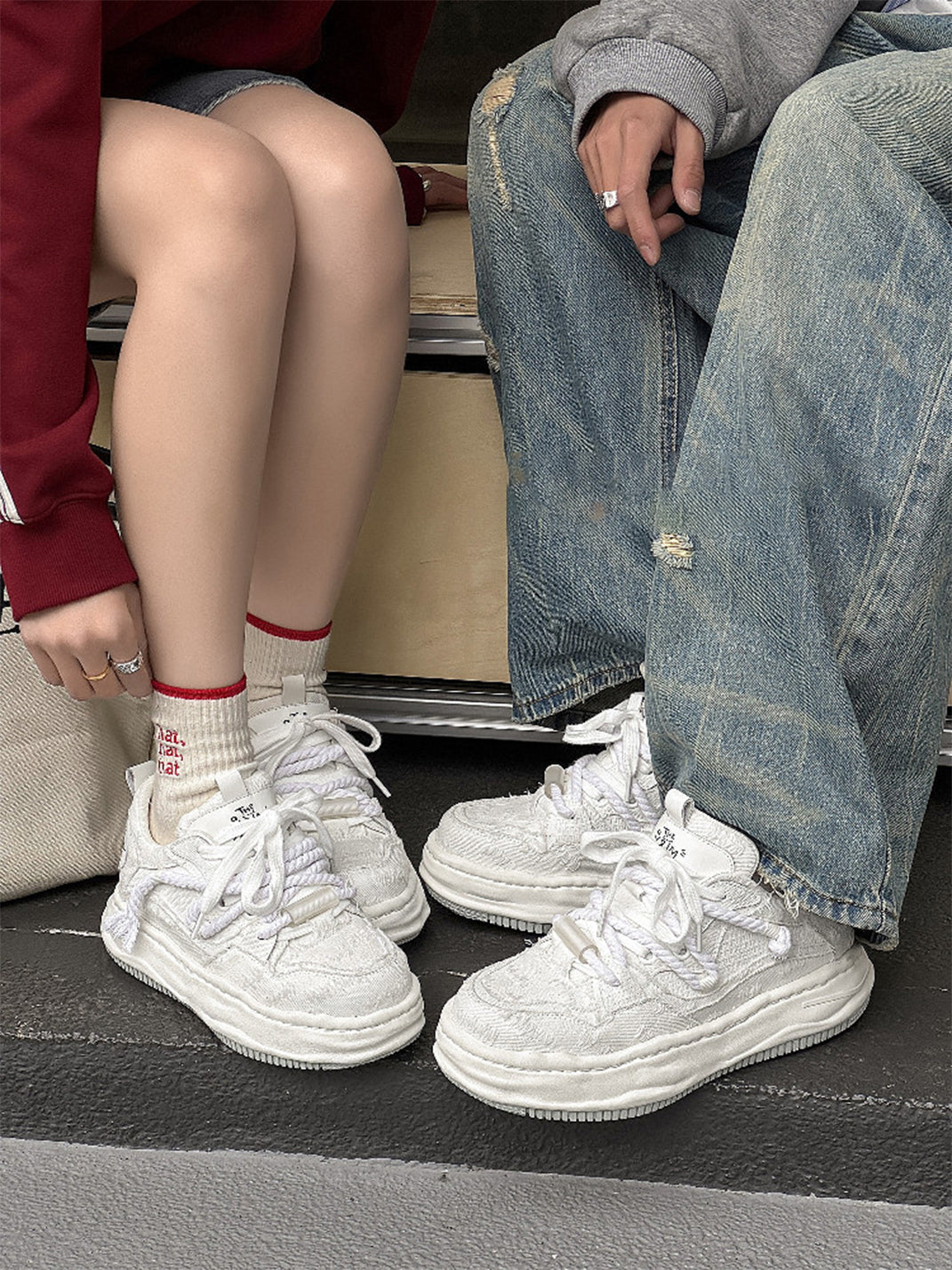 Frayed Canvas Platform Sneakers