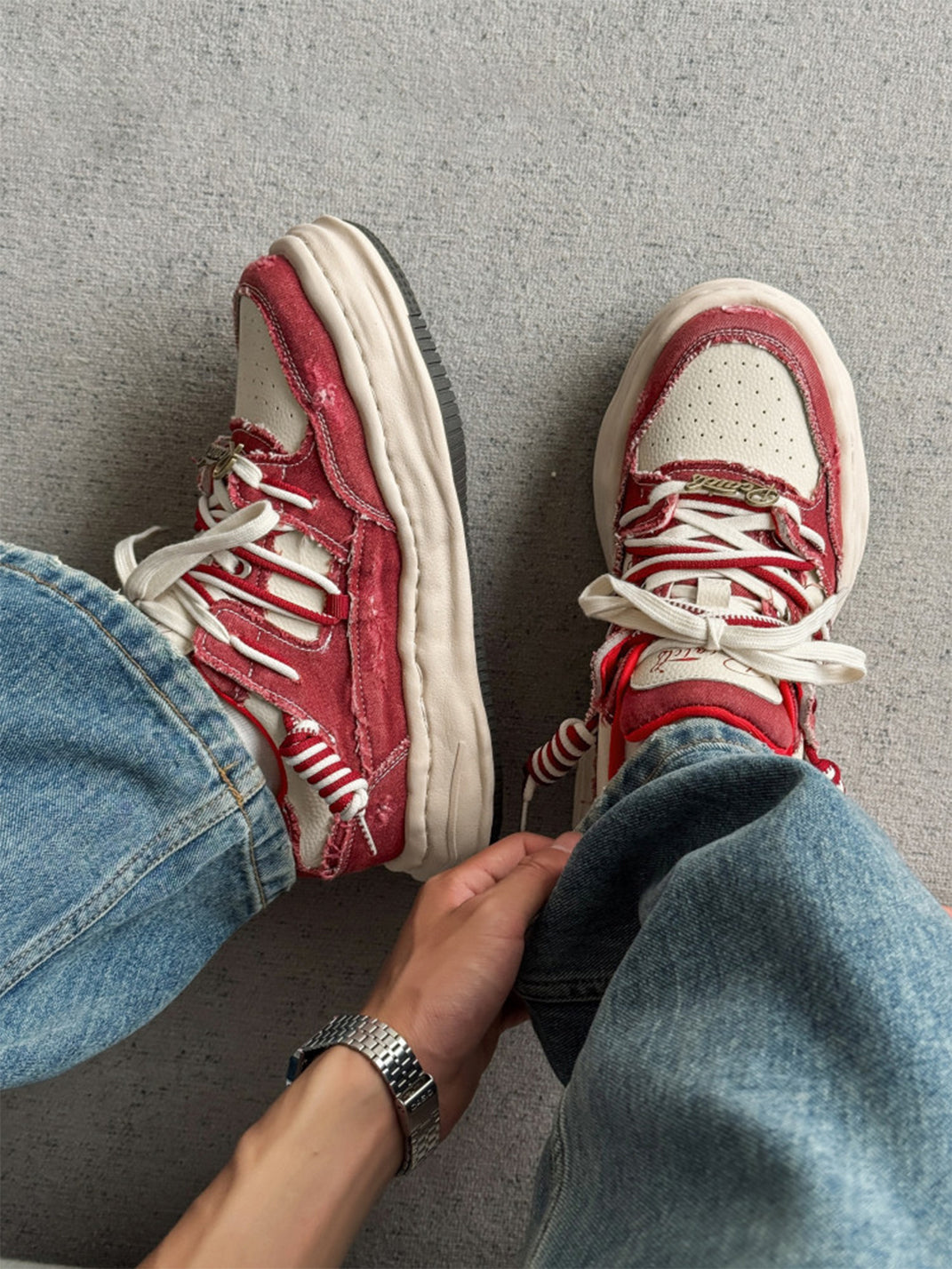 Vintage Wash Denim Sneakers