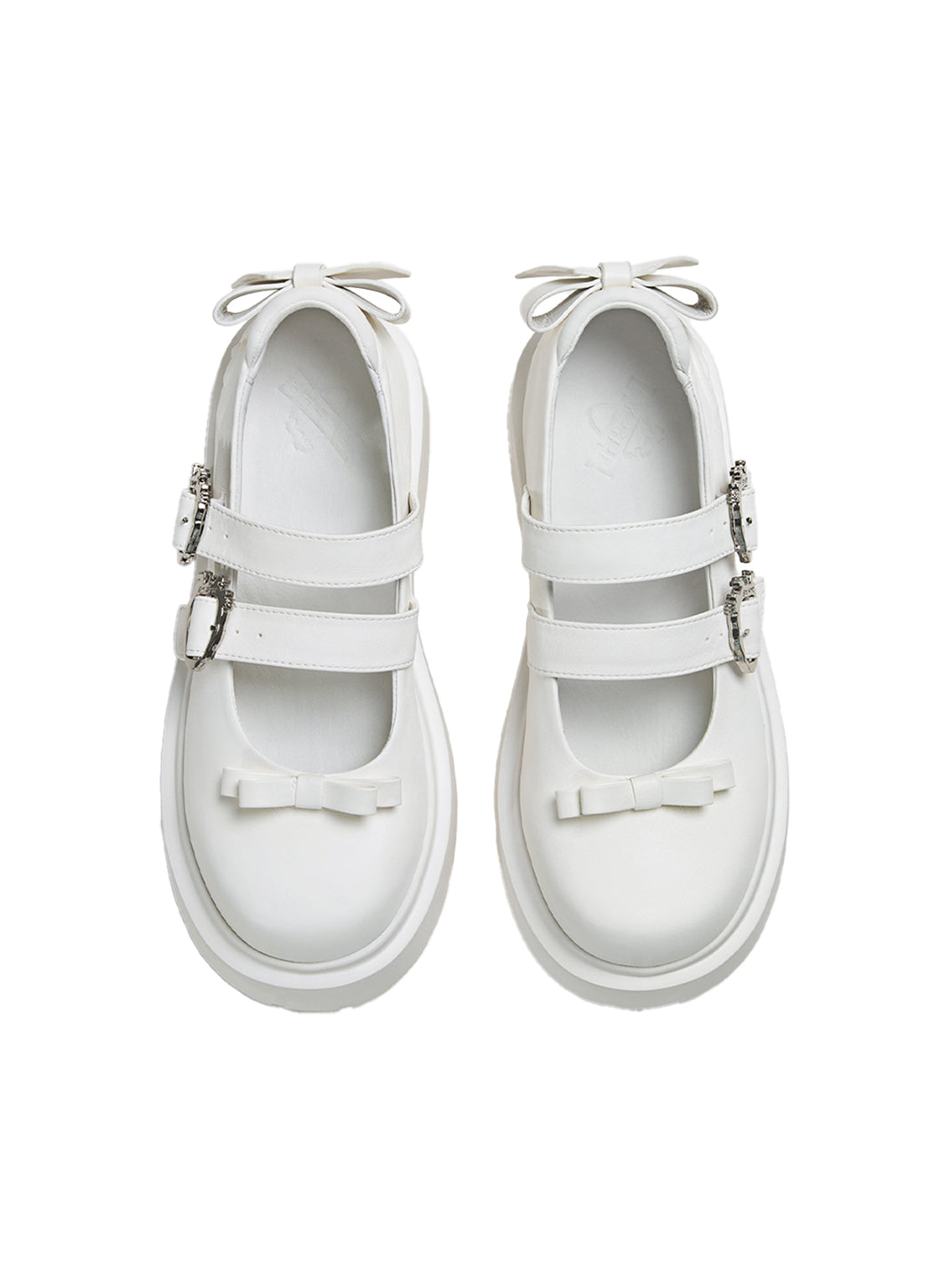 White Bow Platform Mary Jane Shoes