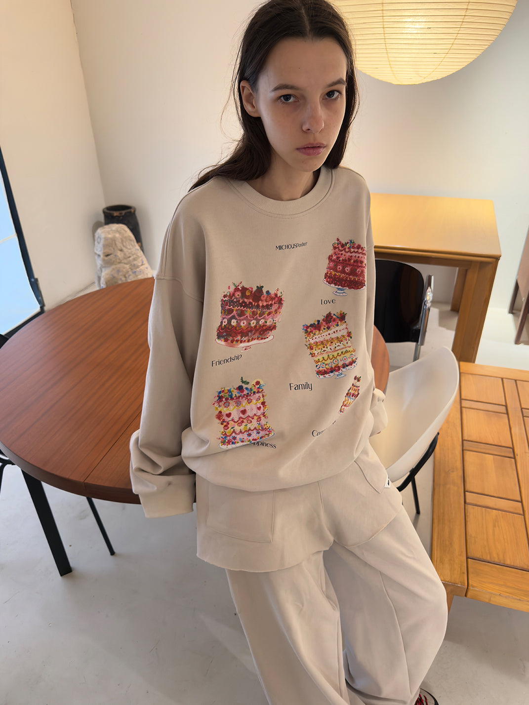 Cake Print Heavyweight Cotton Sweatshirt