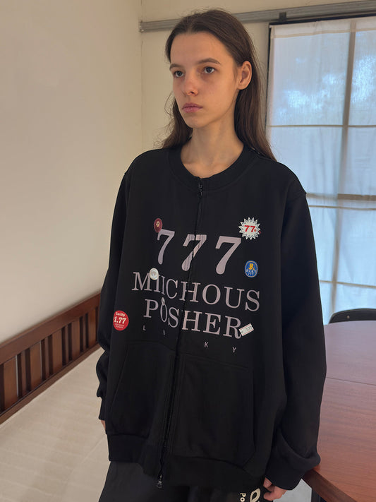 Heavyweight Cotton Sticker Print Zip Sweatshirt