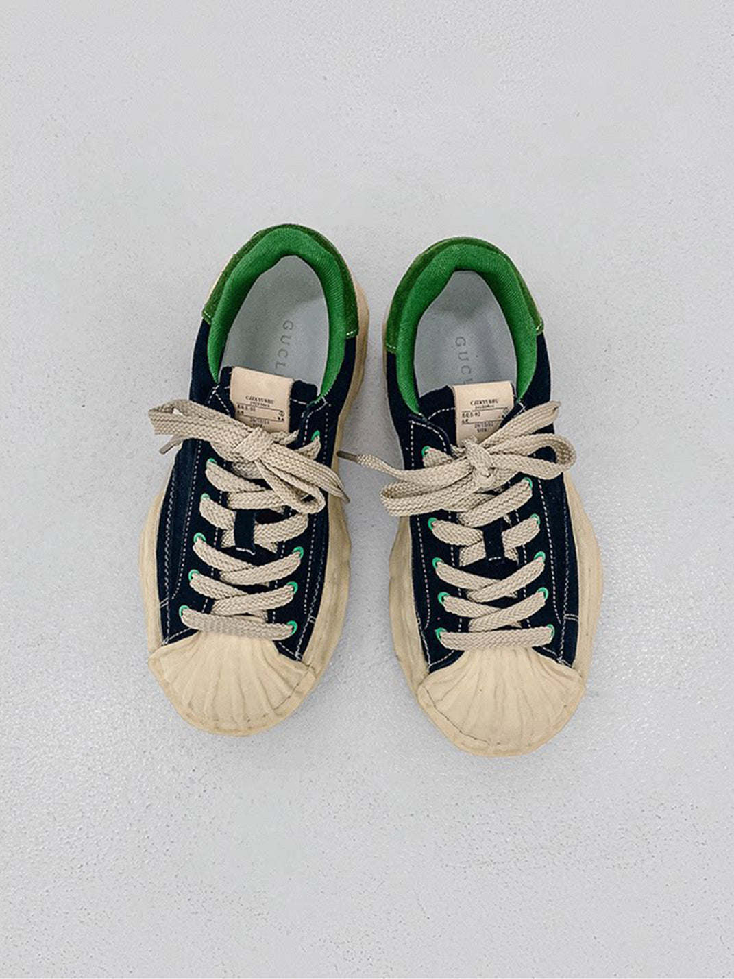 Green Shell-Toe Platform Sneakers