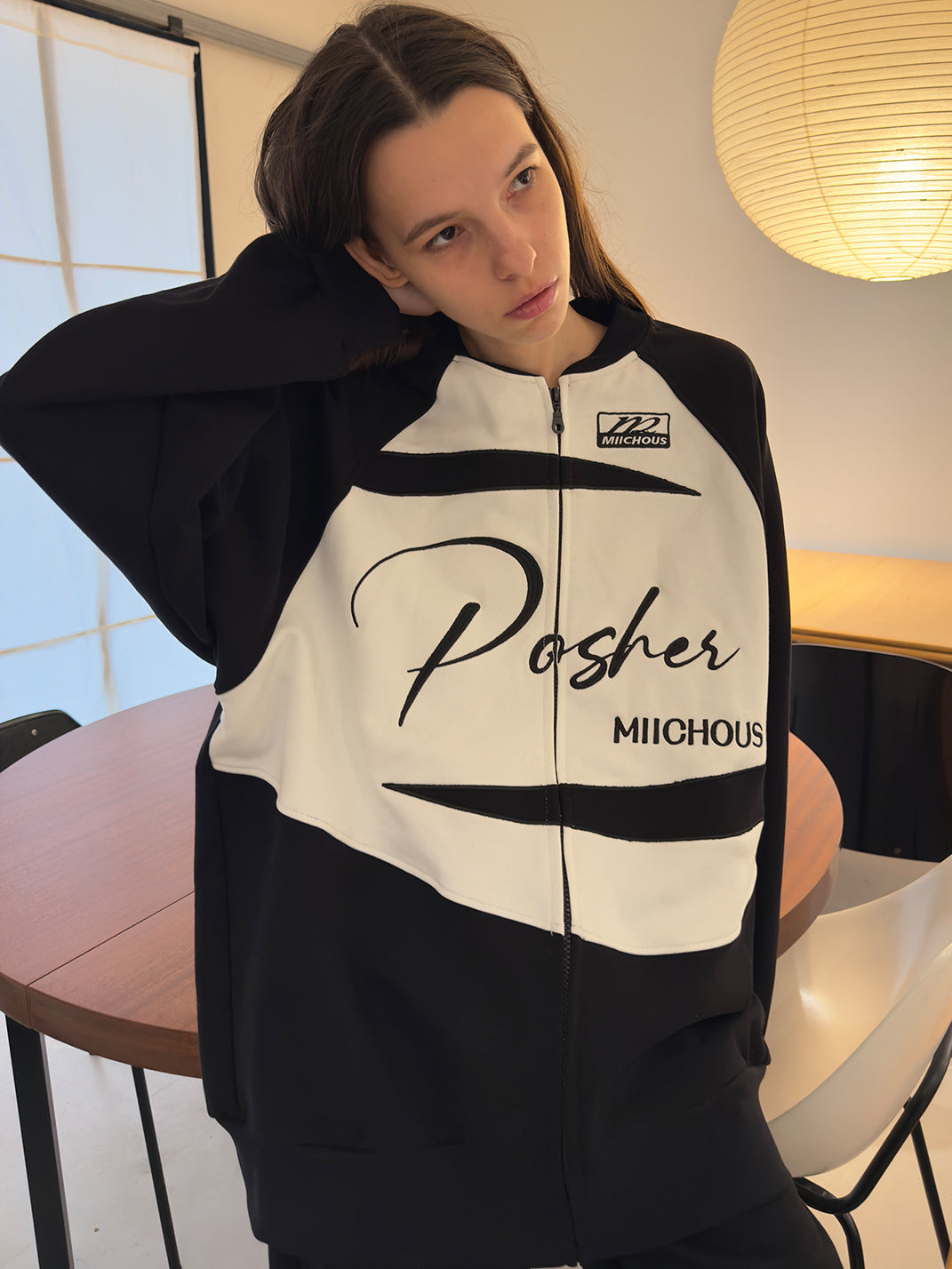 Applique Embroidery Varsity Sweatshirt Jacket