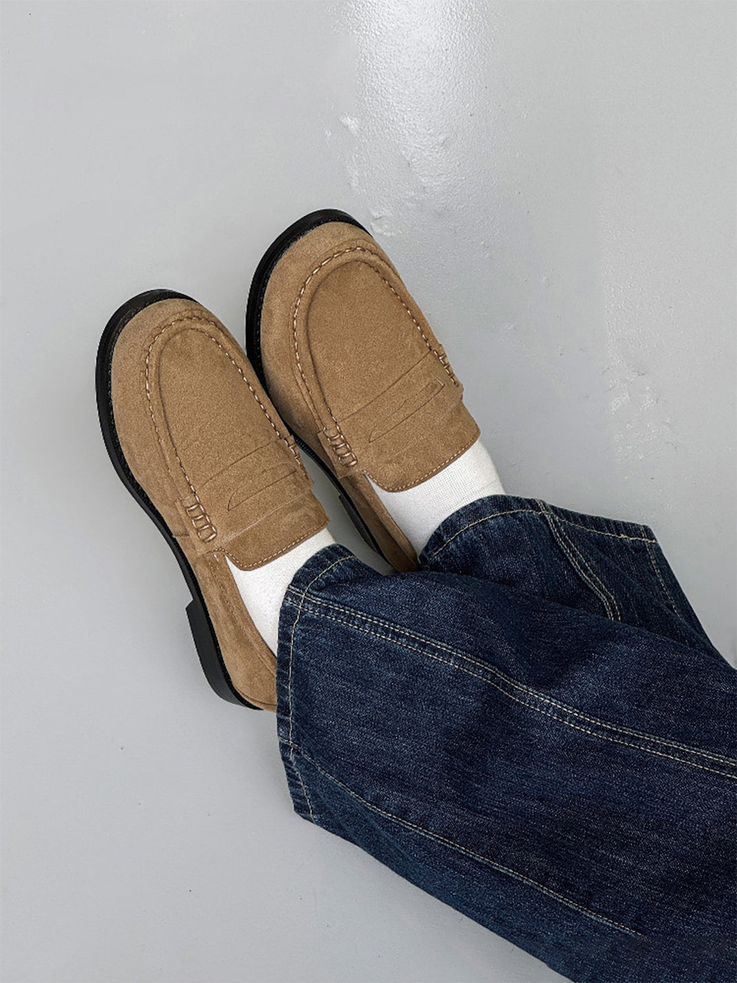 Square-Toe Leather Loafers
