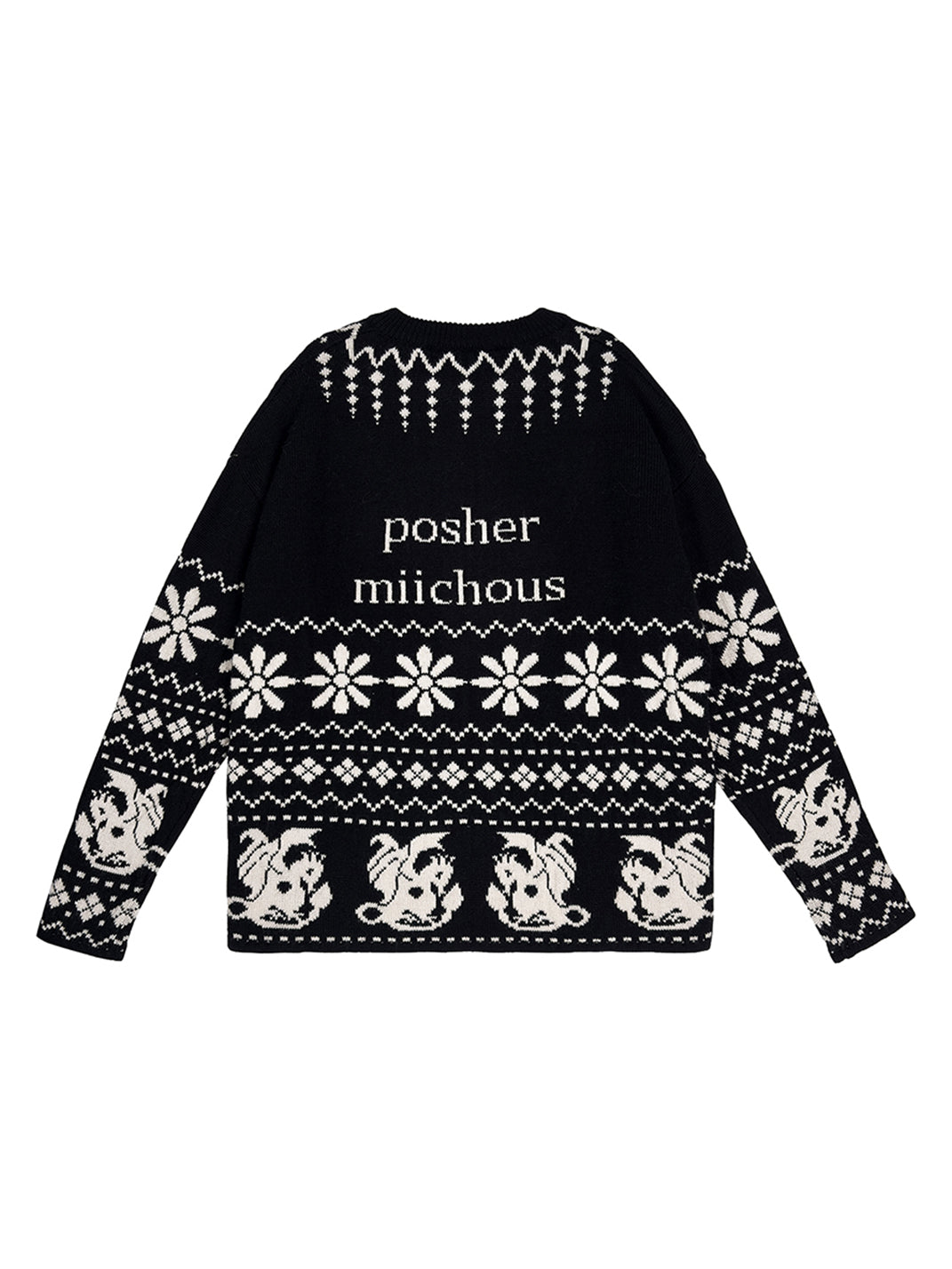 Fair Isle Dragon Knit Zip Cardigan