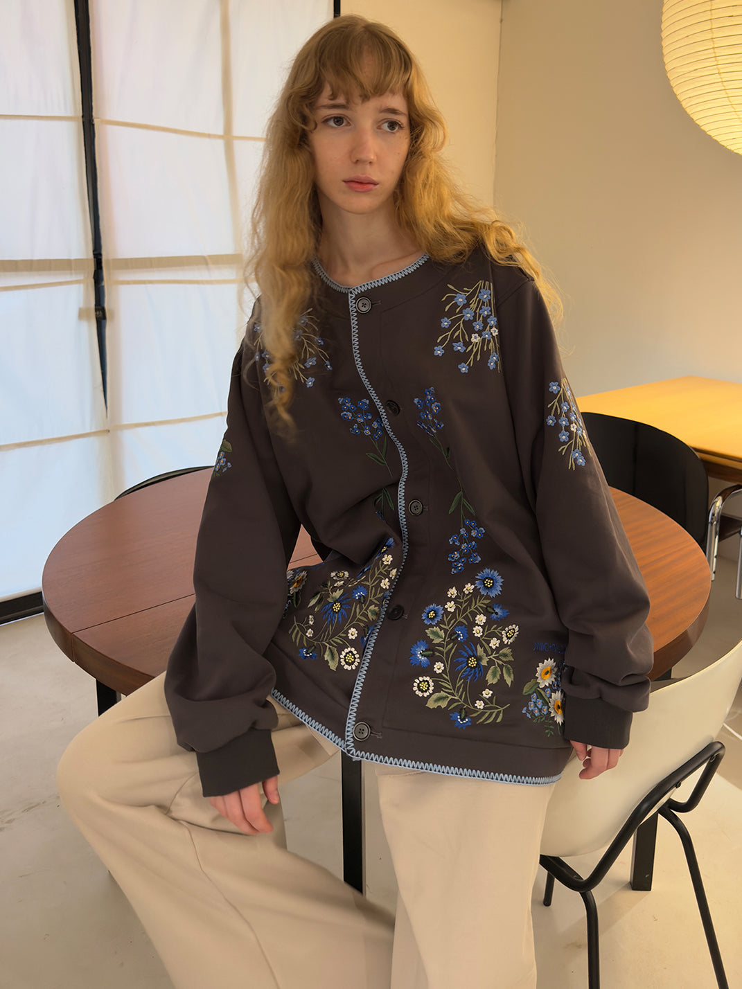 Botanical Embroidery Heavyweight Cotton Sweatshirt