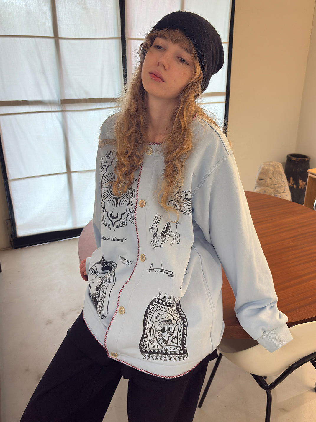 Vintage Graphic Embroidered Fleece Sweatshirt