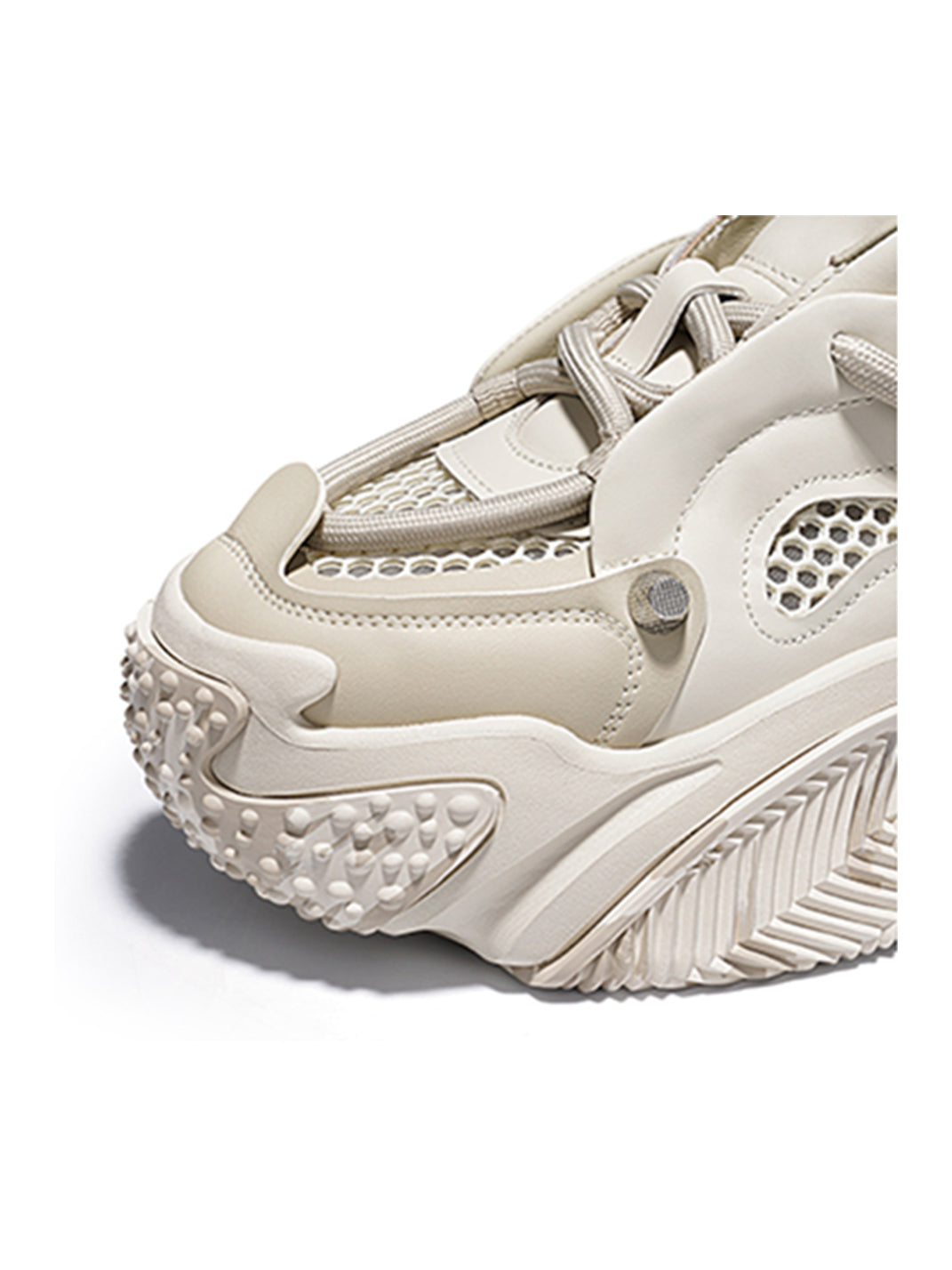 Beige Vortex Mesh Platform Sneakers