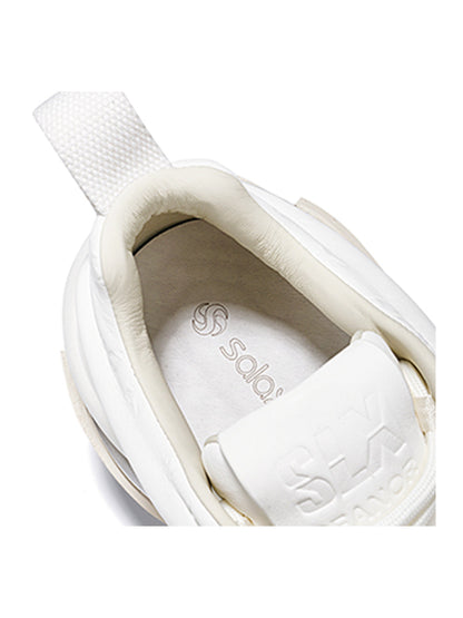White Vortex Embossed Platform Sneakers