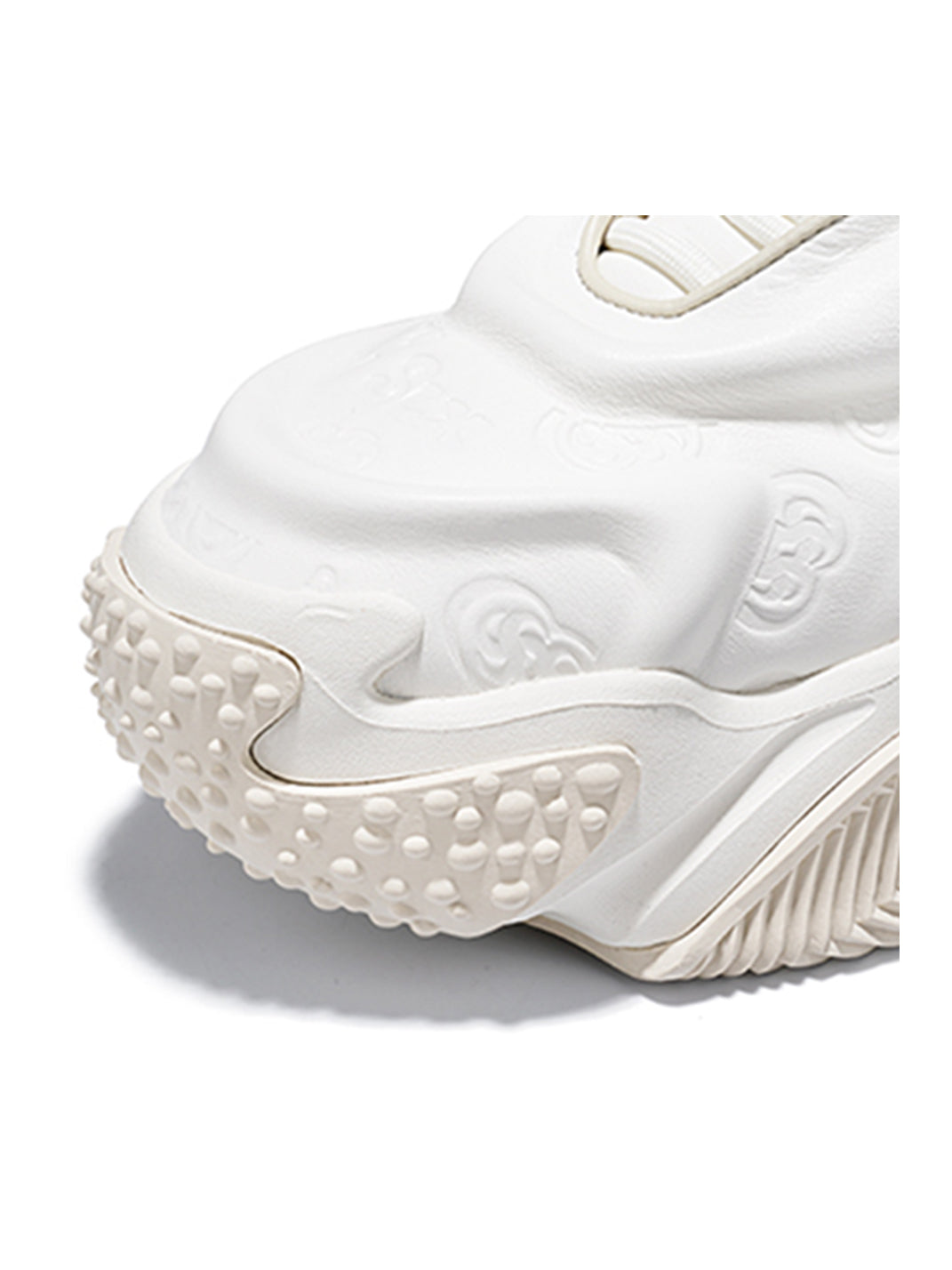White Vortex Embossed Platform Sneakers