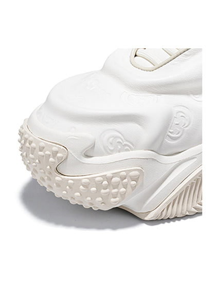 White Vortex Embossed Platform Sneakers