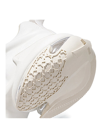 White Vortex Embossed Platform Sneakers