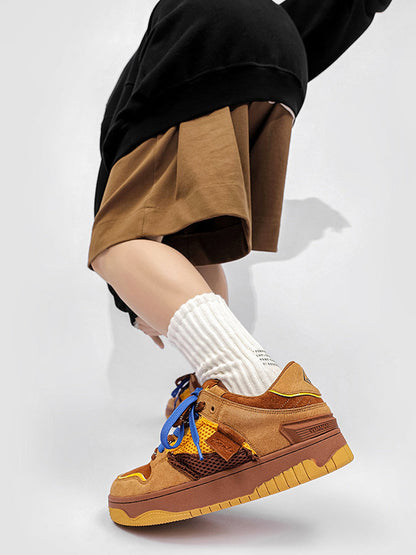 Perforated Dual-Lace Platform Sneakers