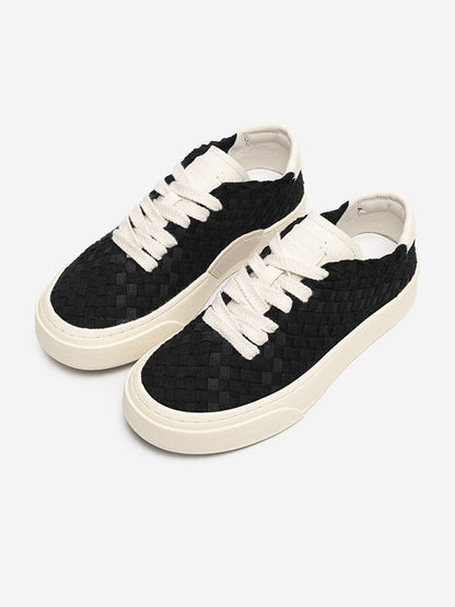 Woven Texture Platform Sneakers