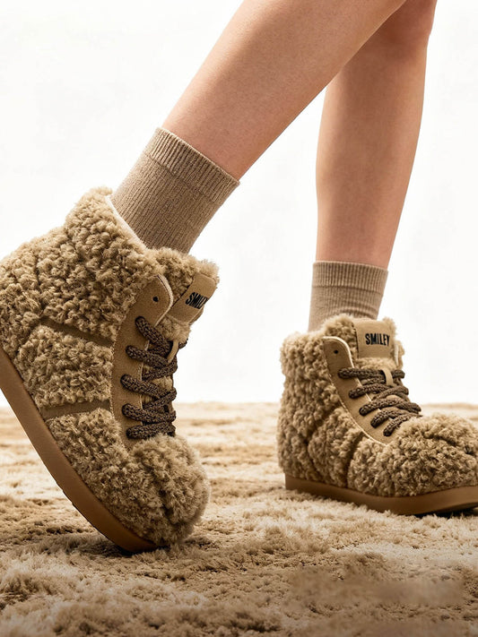 Brown Teddy High-Top Fleece-Lined Boots