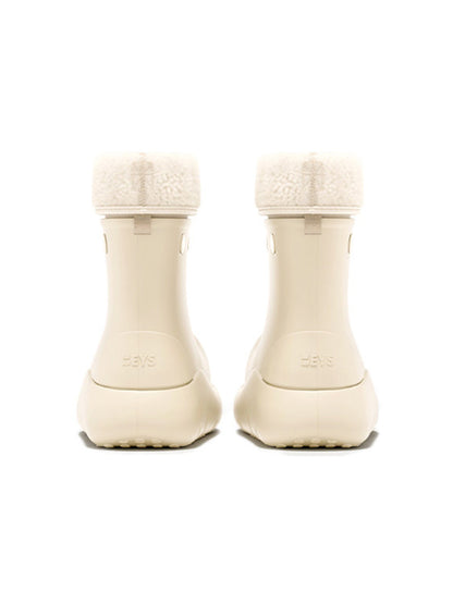 Beige Fur-Lined Winter Platform Boots