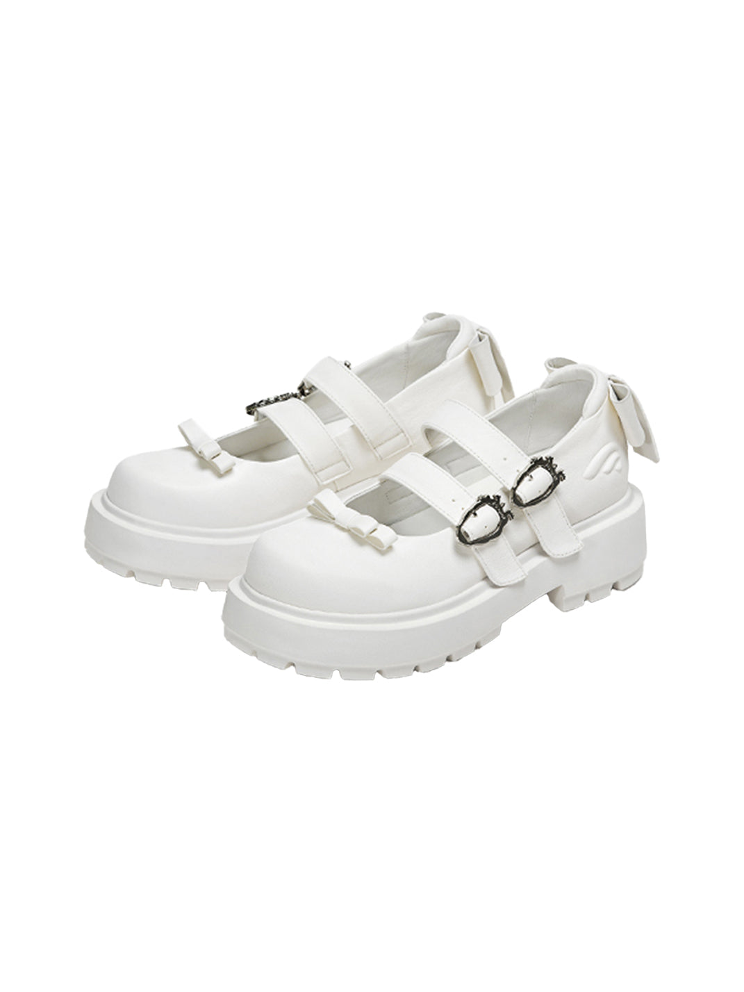 White Bow Platform Mary Jane Shoes