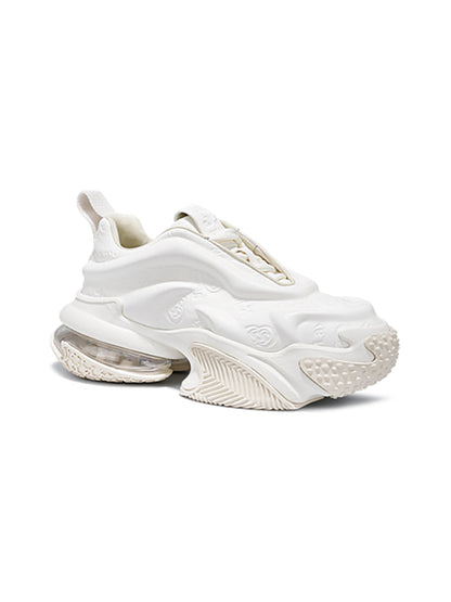 White Vortex Embossed Platform Sneakers